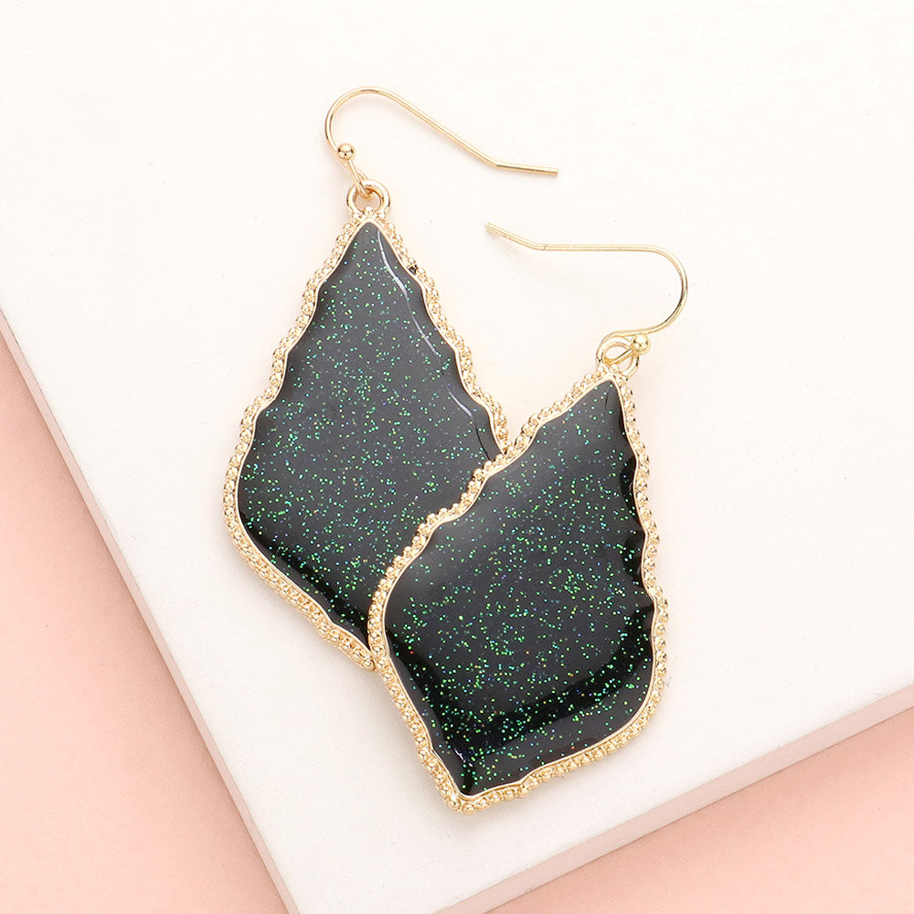Madeline Love Black Glittered Petal Dangle Earrings
