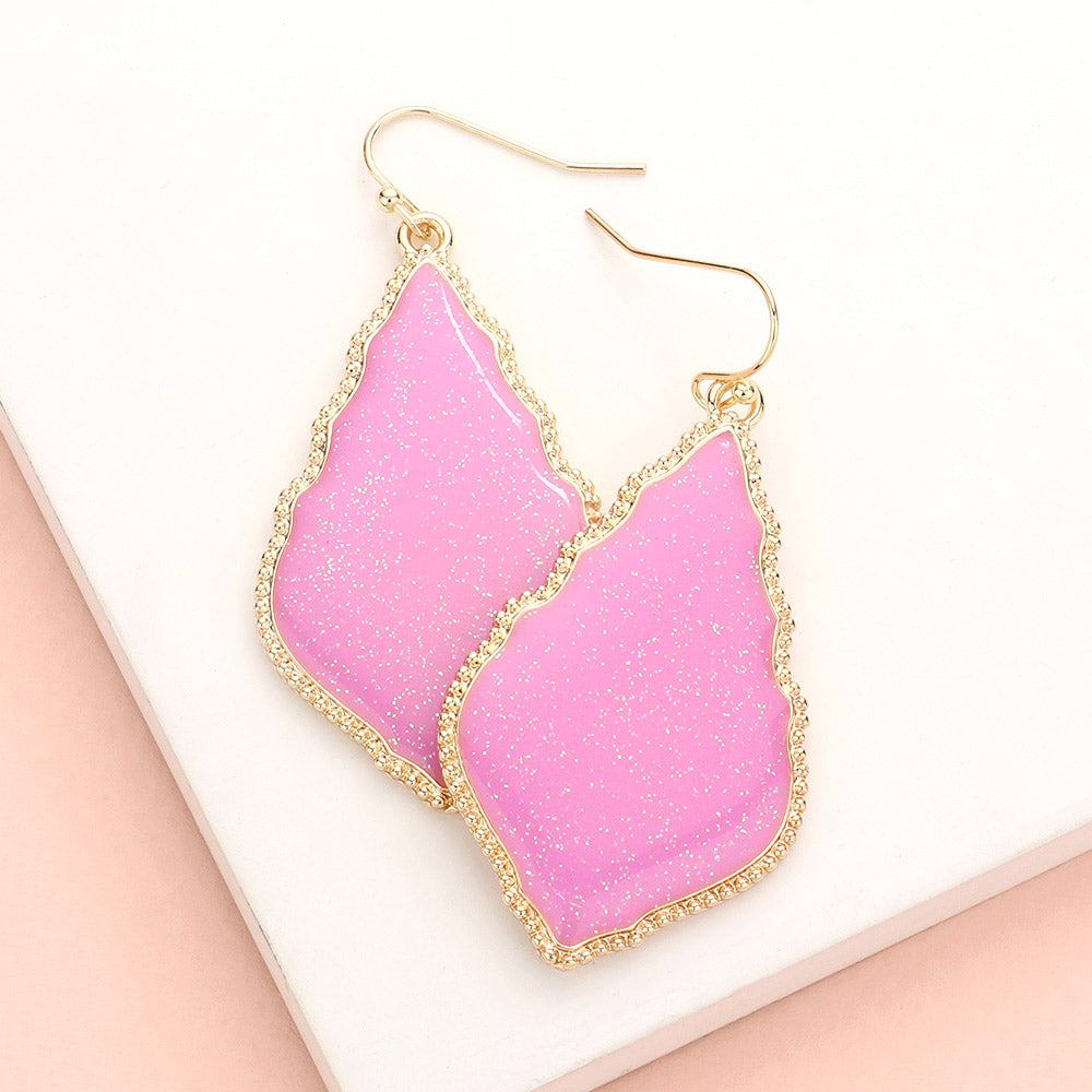 Madeline Love Lavender Glittered Petal Dangle Earrings