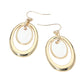 Madeline Love Cream, Gold Oval Mother of Pearl Accent Layered Drop Earrings - desc
