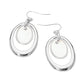 Madeline Love Cream, Rhodium Oval Mother of Pearl Accent Layered Drop Earrings - desc