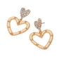 Madeline Love Gold, Ivory Thread Wrapped Open Heart Drop Dangle Earrings - desc