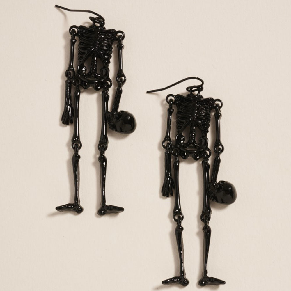 Madeline Love Black Head Off Halloween Skeleton Dangle Earrings