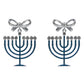 Madeline Love Silver Bow Accent Hanukkah Menorah Dangle Earrings - desc