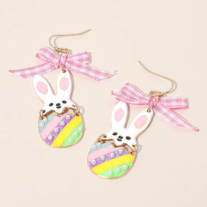 Madeline Love Gold, Multi Easter Bunny Egg Bow Drop Earrings