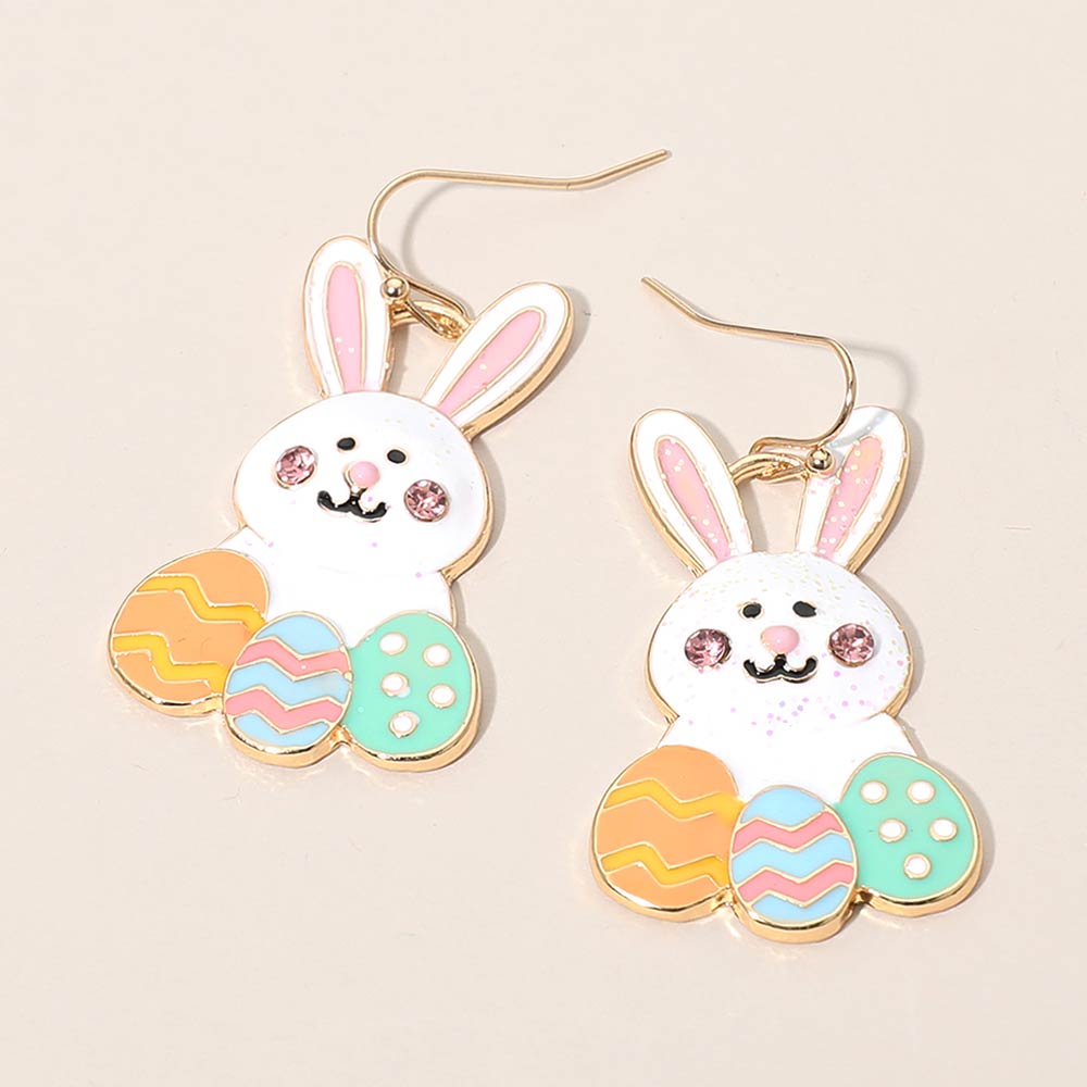 Madeline Love Gold, Multi Easter Bunny Egg Drop Earrings