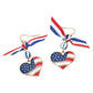 Madeline Love Gold, Multi American USA Bow Heart Flag Link Drop Earrings - desc