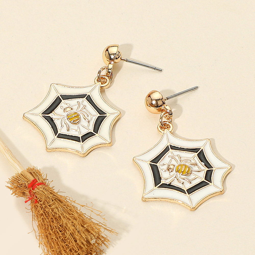 Madeline Love Gold Spider Web Dangle Earrings