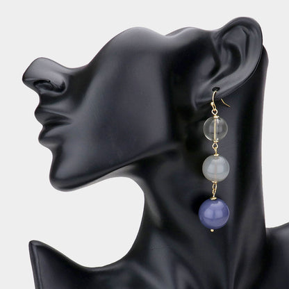 Madeline Love Gray Triple Bead Ball Link Dangle Earrings