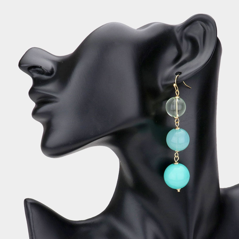Madeline Love Turquoise Triple Bead Ball Link Dangle Earrings
