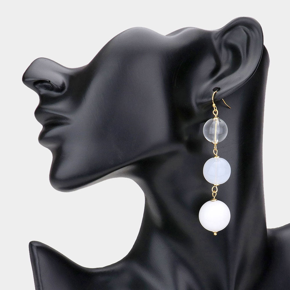Madeline Love White Triple Bead Ball Link Dangle Earrings