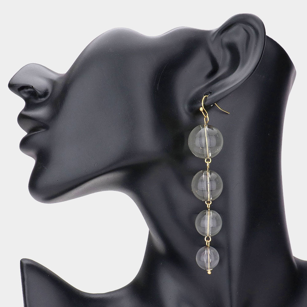 Madeline Love Black Diamond, Lucite Colored Lucite Ball Link Dangle Earrings