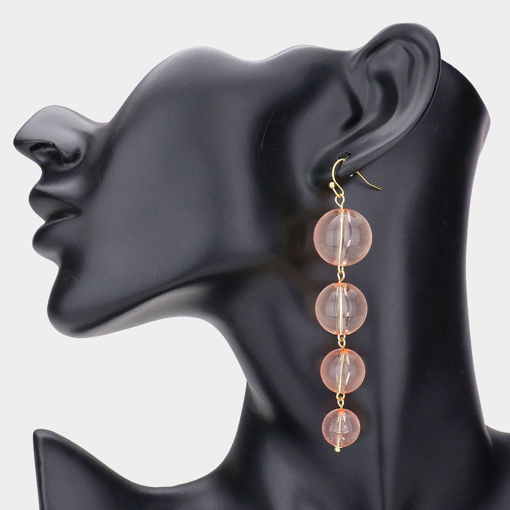 Madeline Love Coral, Lucite Colored Lucite Ball Link Dangle Earrings