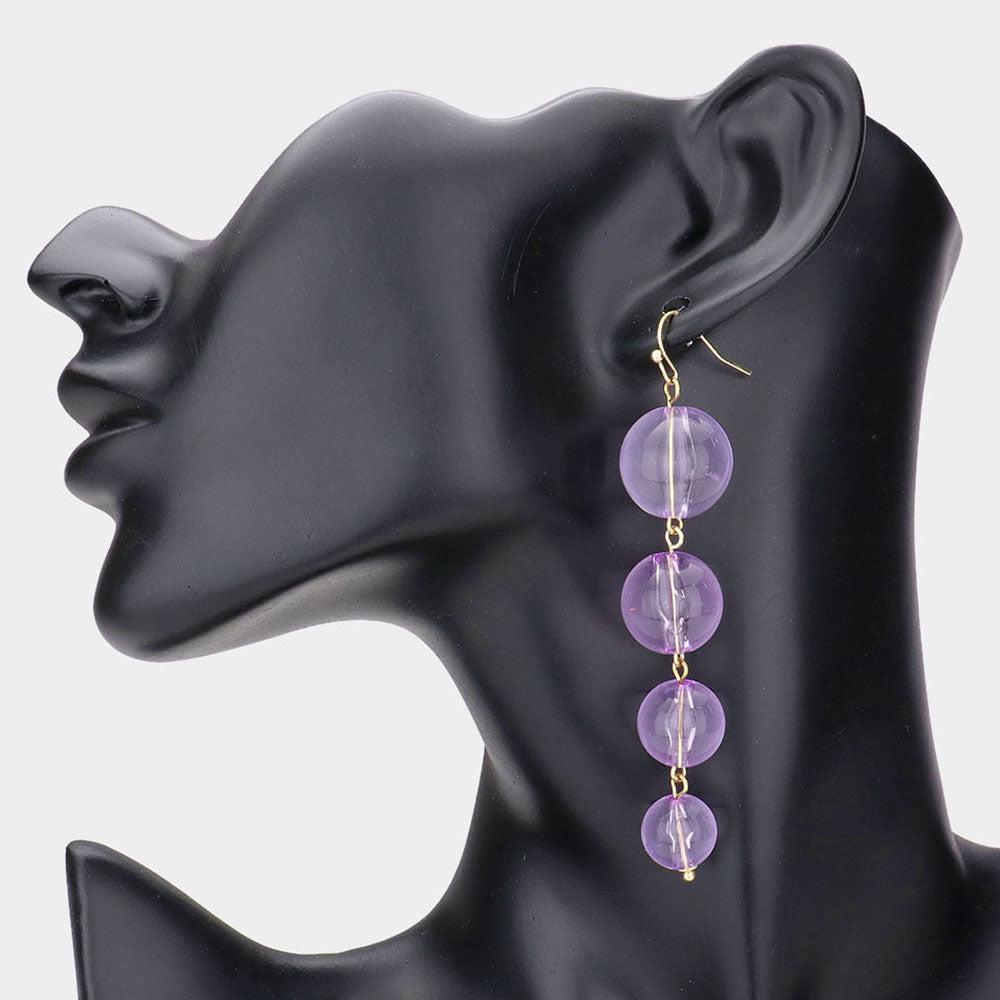 Madeline Love Lavender, Lucite Colored Lucite Ball Link Dangle Earrings