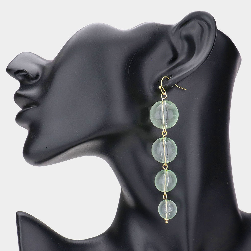 Madeline Love Lucite, Turquoise Colored Lucite Ball Link Dangle Earrings