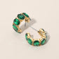 Madeline Love Emerald, Gold Oval Stone Cluster Hoop Earrings