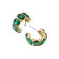 Madeline Love Emerald, Gold Oval Stone Cluster Hoop Earrings - desc