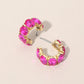 Madeline Love Fuchsia, Gold Oval Stone Cluster Hoop Earrings