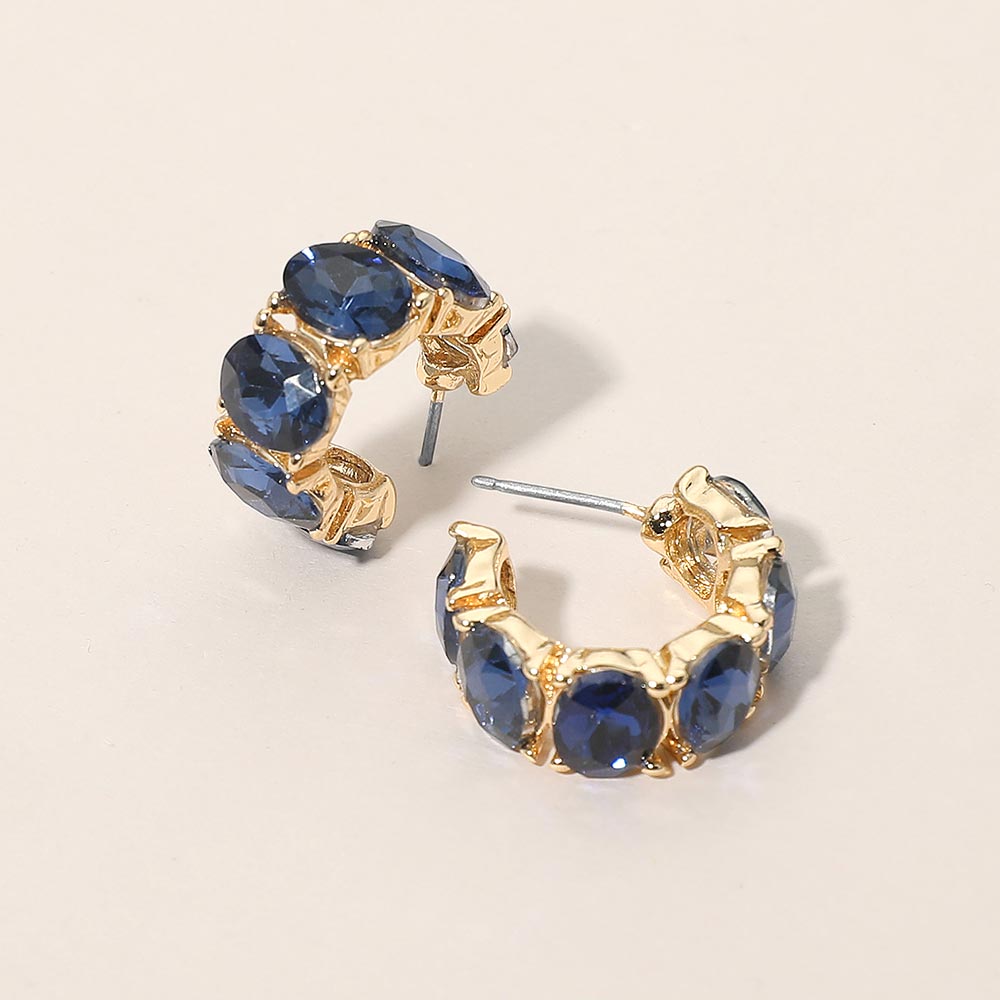 Madeline Love Gold, Montana Blue Oval Stone Cluster Hoop Earrings