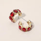 Madeline Love Gold, Siam Oval Stone Cluster Hoop Earrings