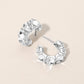 Madeline Love Clear, Rhodium Oval Stone Cluster Hoop Earrings
