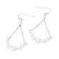 Madeline Love Cream, Rhodium Pearl Chain Drop Earrings - desc