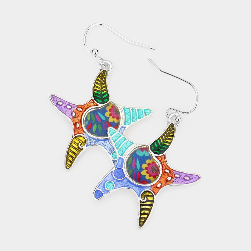 Multi Pattern Detailed Starfish Dangle Earrings