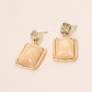 Madeline Love Beige, Gold Resin Square Dangle Earrings