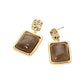 Madeline Love Brown, Gold Resin Square Dangle Earrings - desc