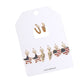 Madeline Love Gold, Multi 4Pairs - Enamel American USA Flag Star Heart Wing Interchangeable Charm Hoop Earrings - desc
