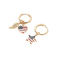 Madeline Love Gold, Multi 4Pairs - Enamel American USA Flag Star Heart Wing Interchangeable Charm Hoop Earrings - extra