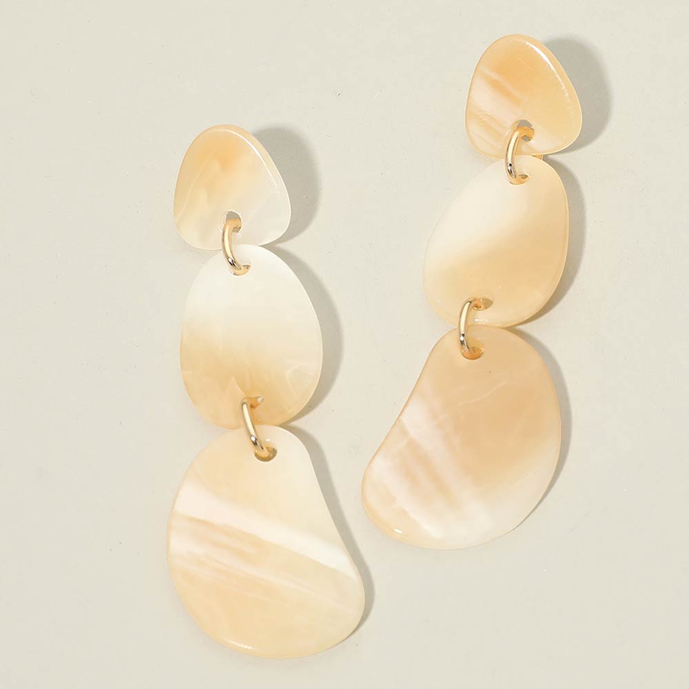 Madeline Love Ivory Abstract Resin Plate Link Drop Statement Earrings
