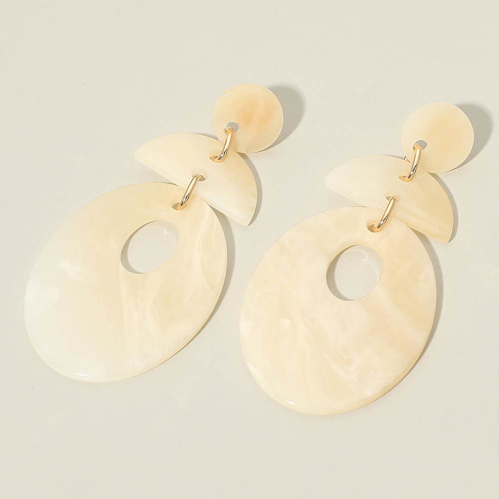 Madeline Love Ivory Geometric Resin Plate Link Drop Statement Earrings
