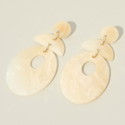 Madeline Love Ivory Geometric Resin Plate Link Drop Statement Earrings