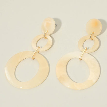 Madeline Love Ivory Geometric Resin Circle Link Drop Statement Earrings