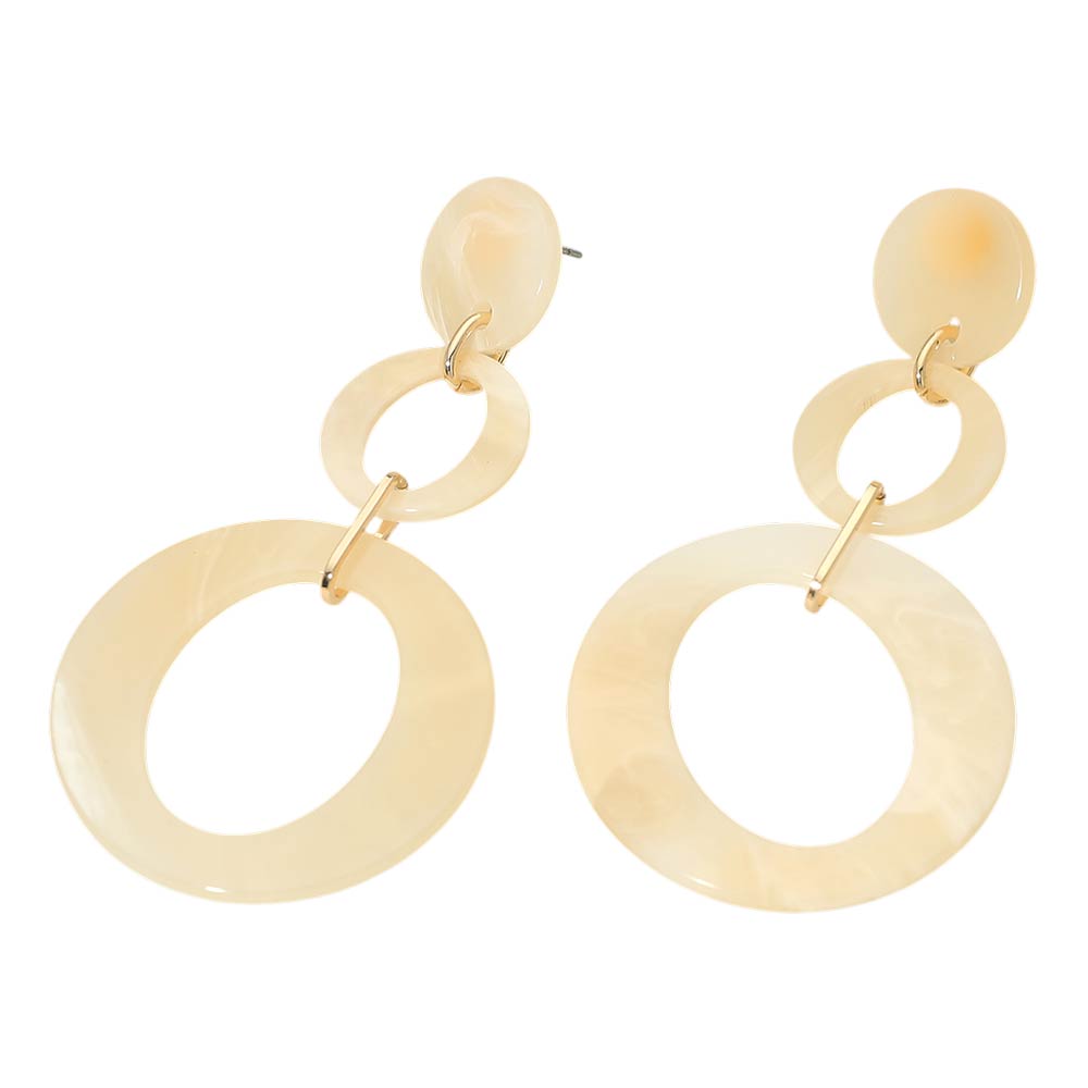 Madeline Love Ivory Geometric Resin Circle Link Drop Statement Earrings - desc
