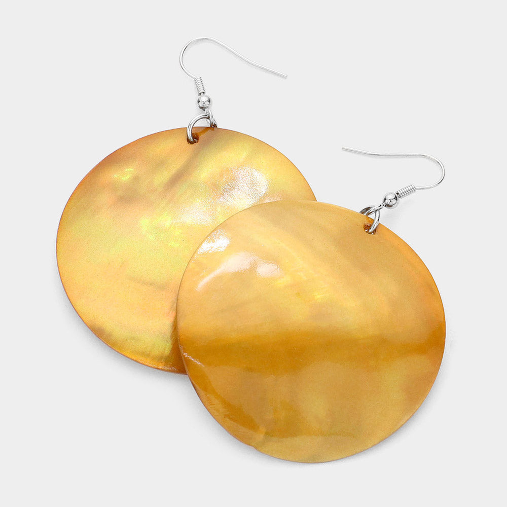 Madeline Love Brown, Silver Shell Circle Dangle Earrings