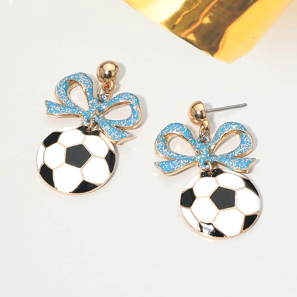 Madeline Love Turquoise Bow Soccer Ball Drop Dangle Earrings