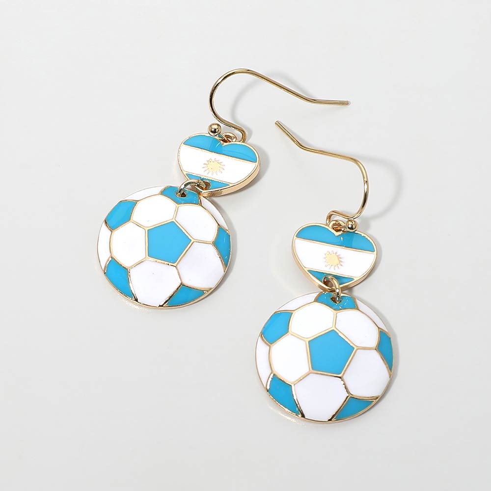 Madeline Love Blue, White Argentina Flag Soccer Ball Link Drop Earrings