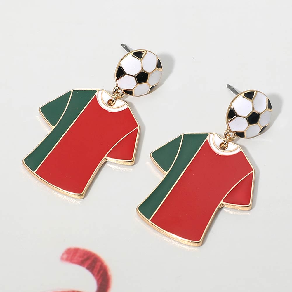 Madeline Love Green, Red Portugal Soccer Jersey Drop Earrings