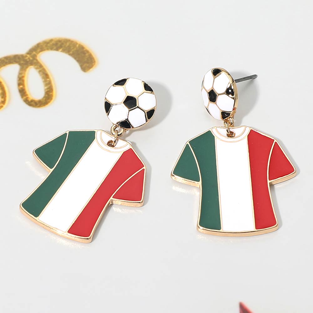 Madeline Love Green, Red, White Italy Soccer Jersey Drop Earrings