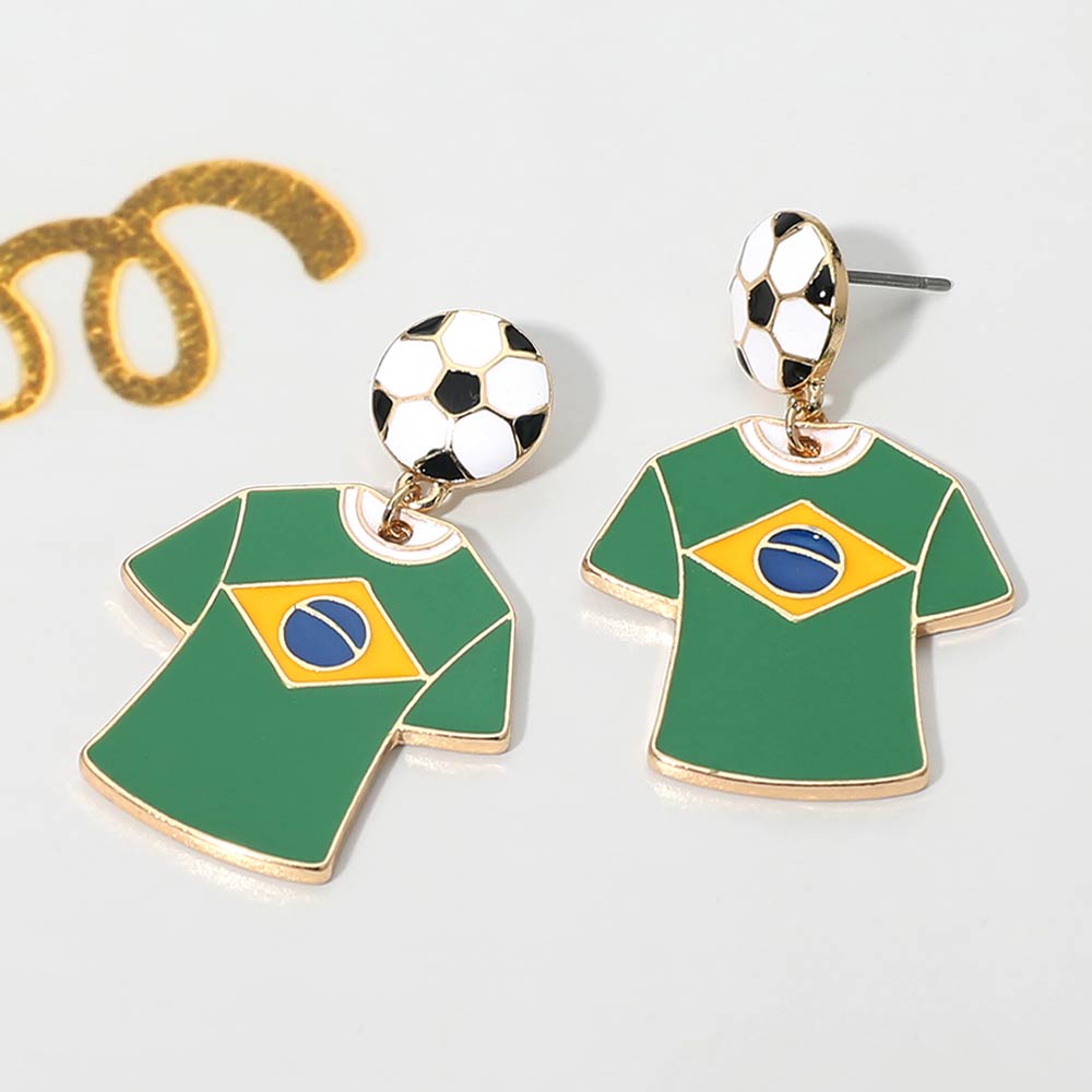 Madeline Love Green, Yellow Brazil Soccer Jersey Drop Earrings
