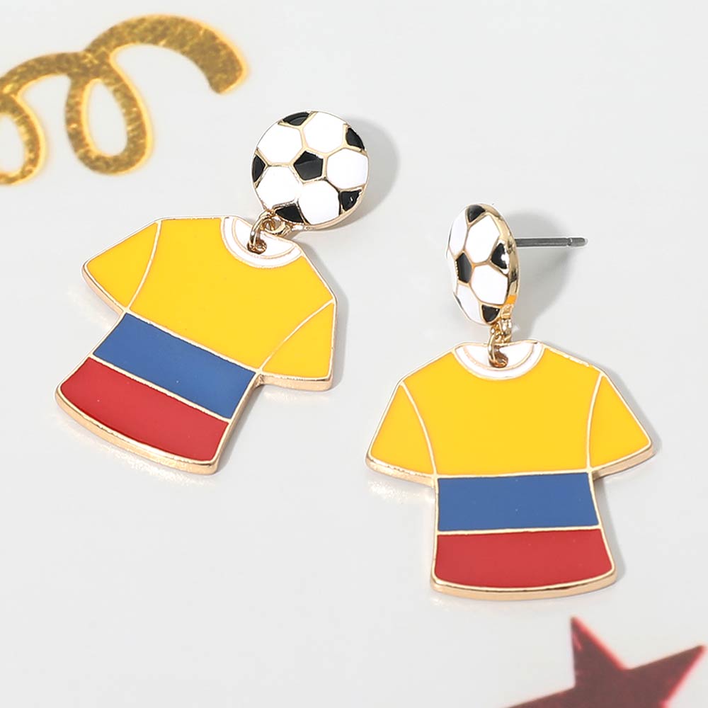 Madeline Love Blue, Red, Yellow Colombia Soccer Jersey Drop Earrings