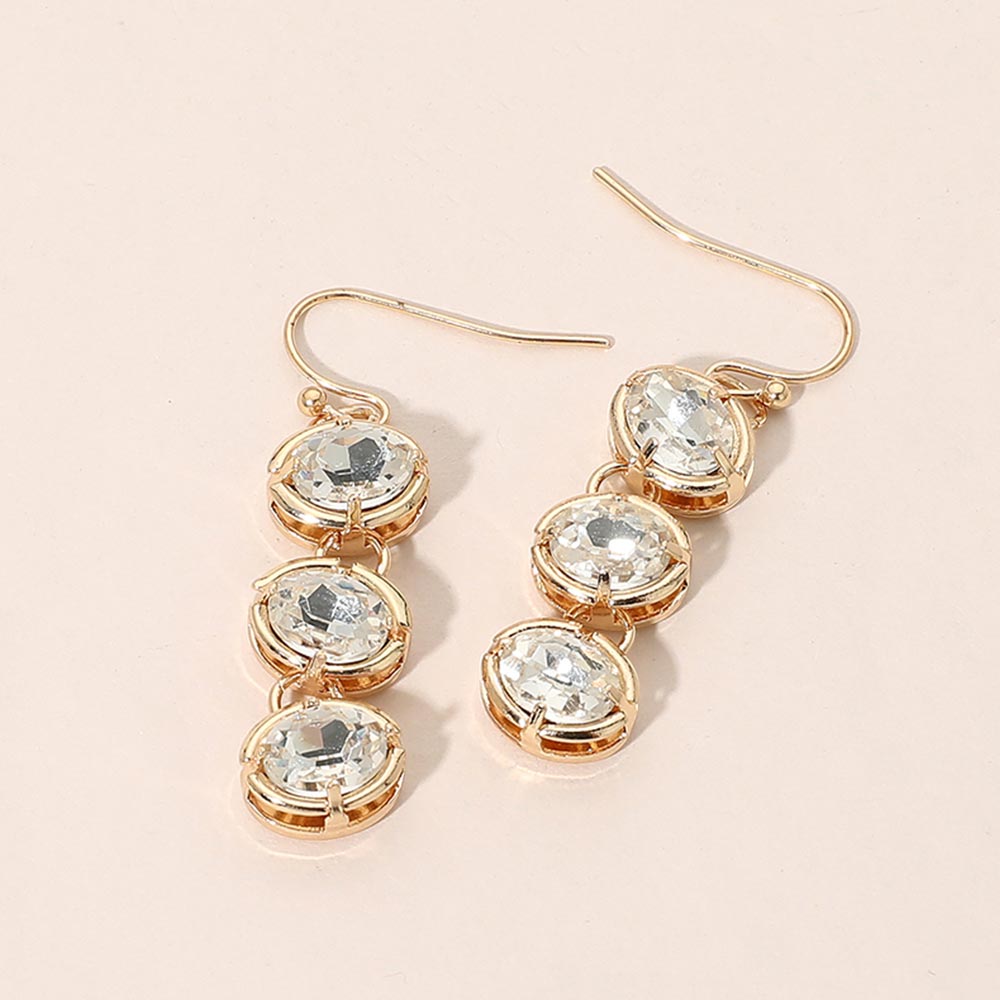 Madeline Love Clear, Gold Faceted Oval Stone Link Drop Earrings