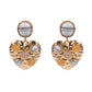 Madeline Love Howlite Round Stone Embellished Textured Metal Heart Dangle Earrings - desc