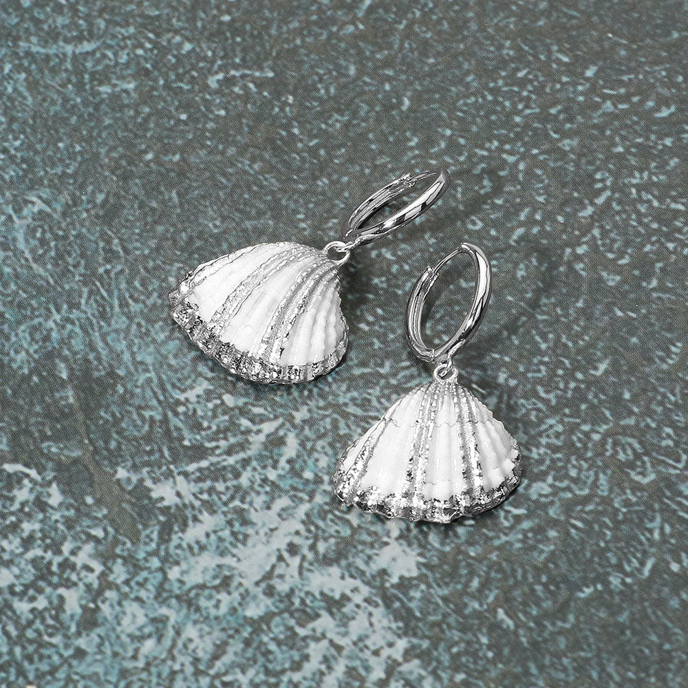 Madeline Love Mother of Pearl, Silver Shell Dangle Earrings