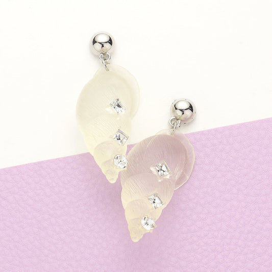 Madeline Love Clear Rhinestone Shell Dangle Earrings
