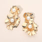 Madeline Love Gold Pearl Accent Double Floral Link Drop Statement Earrings
