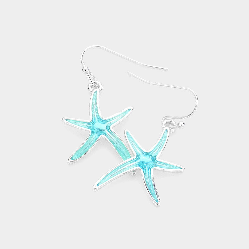 Madeline Love Multi, Silver Starfish Dangle Earrings