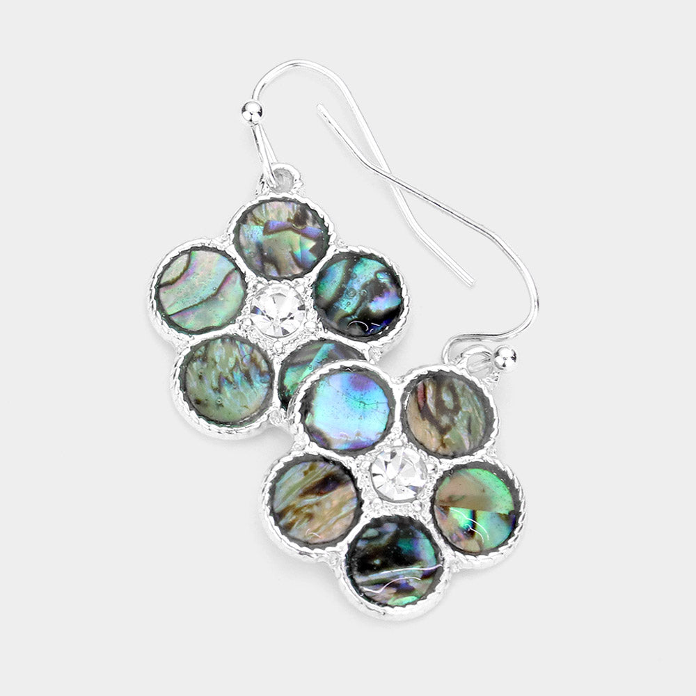Madeline Love Abalone Abalone Accented Metal Flower Dangle Earring - Earrings