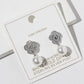 Madeline Love Rhodium, White White Gold Dipped CZ Pave Flower Pearl Drop Earrings - extra